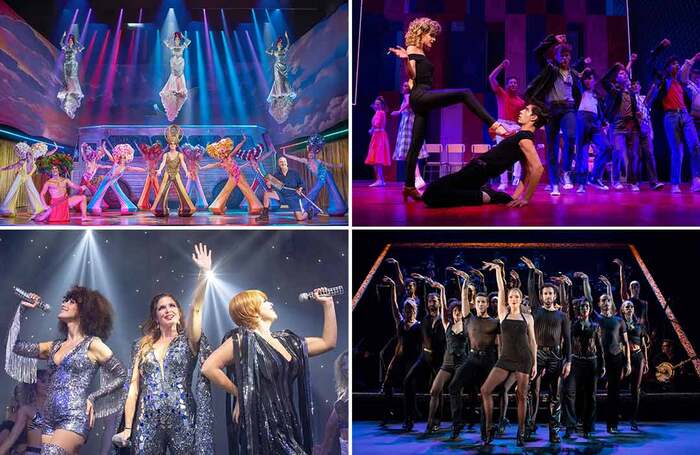 SOM Produce productions of (clockwise from top left): Priscilla Queen of the Desert, Grease, Chicago and Mamma Mia!. Photos: SOM Produce