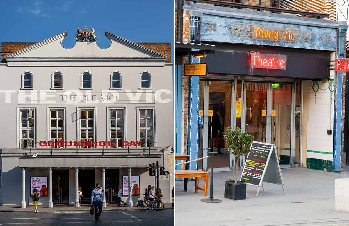 The Old Vic Theatre, London, and the Young Vic Theatre, London. Photos: Shutterstock